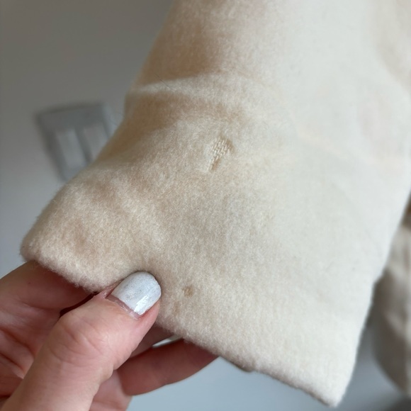 VNTG LL Bean white Wool Jacket Hooded Zip Up Toggle Closure Thinsulate Lining 16 - Picture 5 of 16